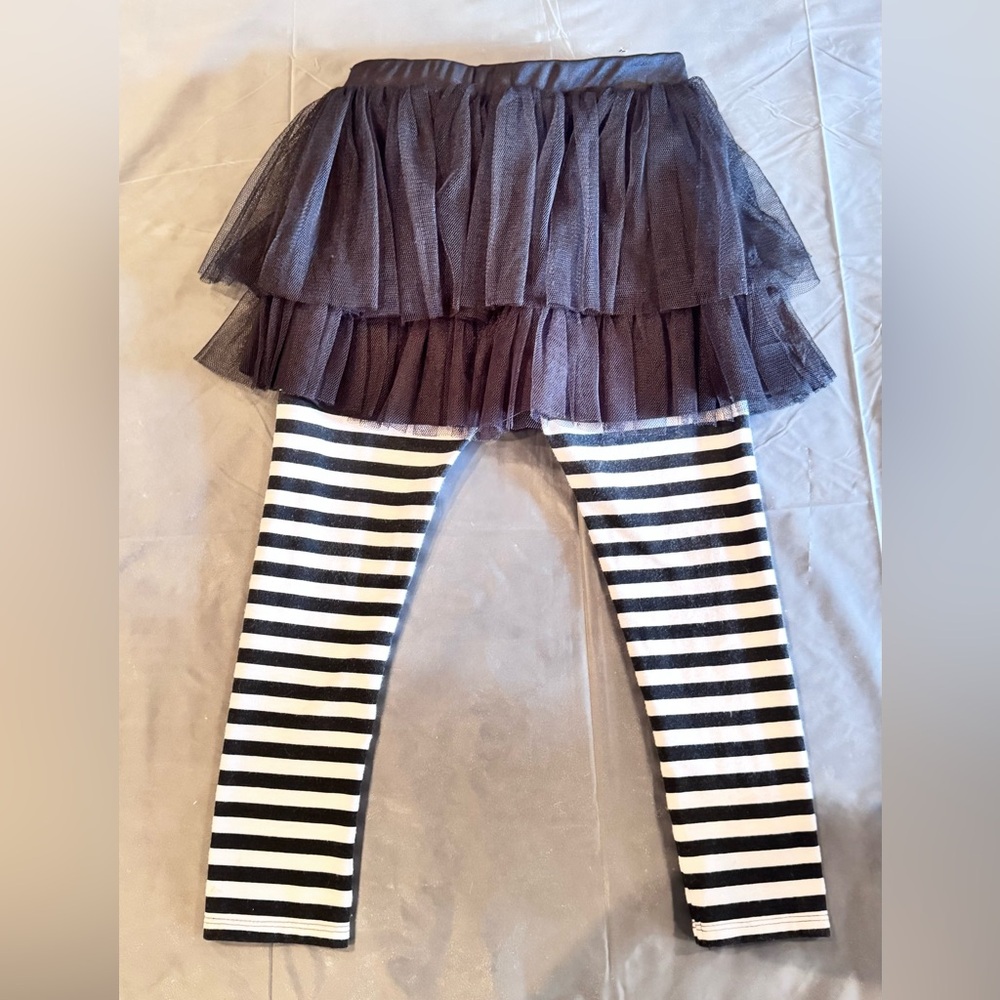 Dollie & Me Black and White Striped Tutu Leggings